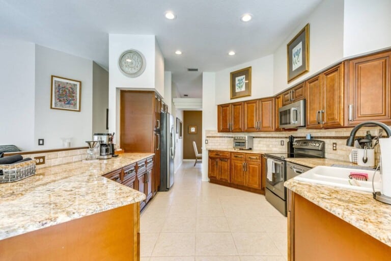 Kitchen at The Restful Vacation’s Golf and Pool Home in Citrus Hills, Florida.
