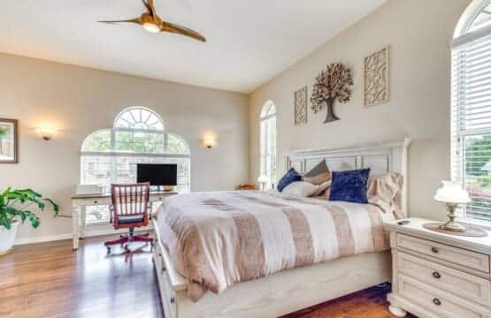 Bedroom at The Restful Vacation’s Golf and Pool Home in Citrus Hills, Florida.